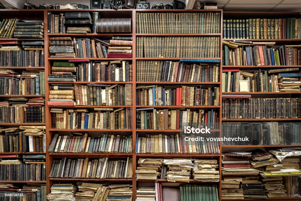 Shelves of old books